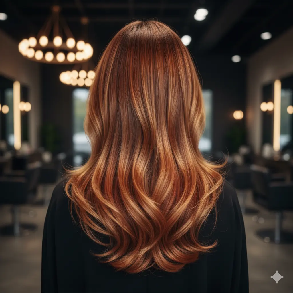 Balayage blond clair sur cheveux longs